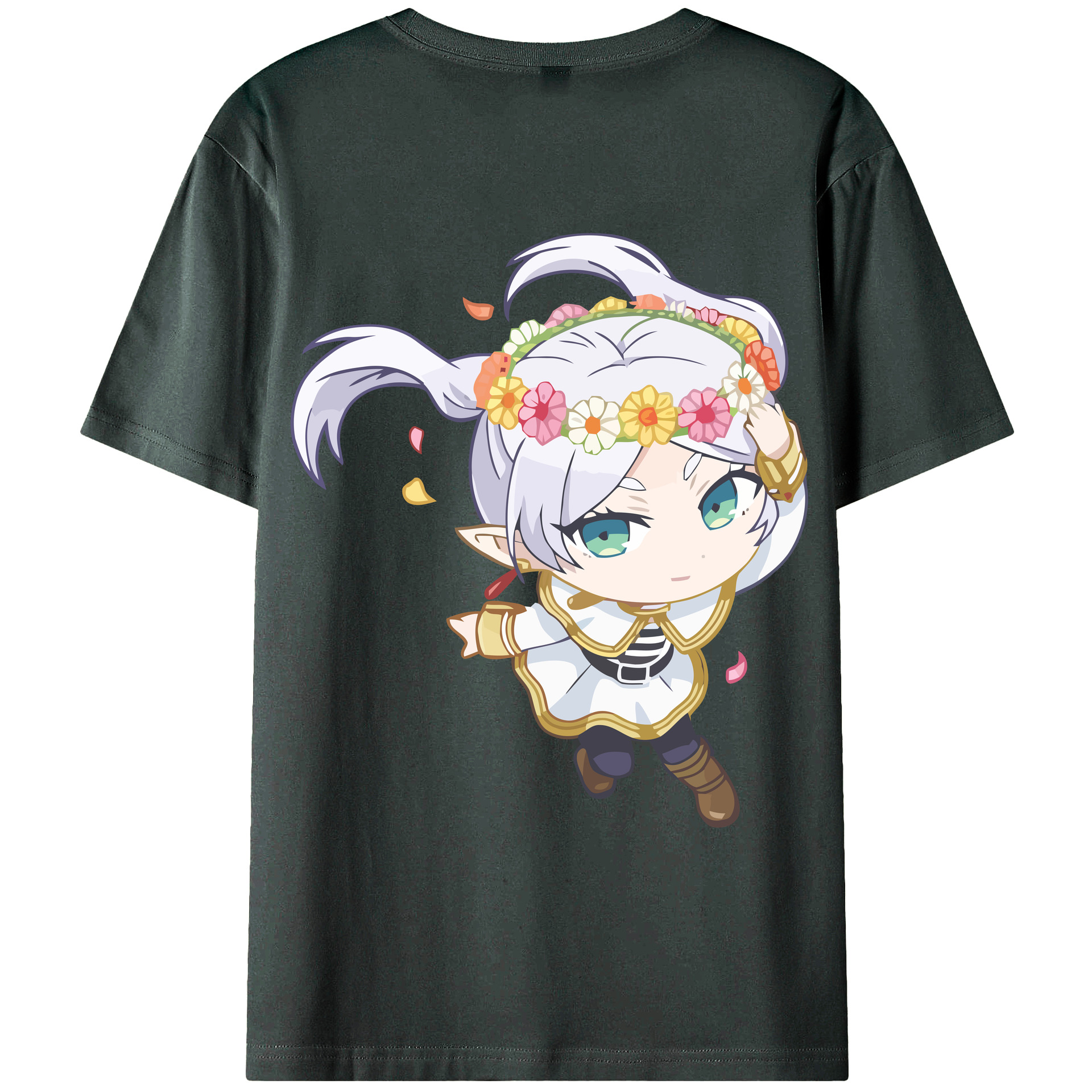 （画像用） 葬送のフリーレン Frieren 綿100％ メンズ半袖Tシャツ（バックプリント） 通気性